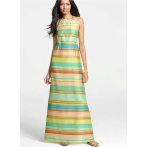 Ann Taylor women's size 8 multicolored striped halter neck maxi dress